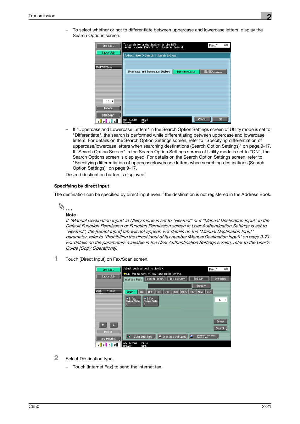 Specifying by direct input, Specifying by direct input -21 | Konica Minolta bizhub C650 User Manual | Page 53 / 295