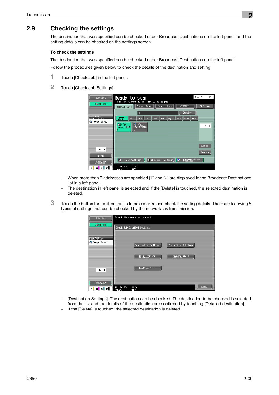 9 checking the settings, To check the settings | Konica Minolta bizhub C650 User Manual | Page 62 / 295
