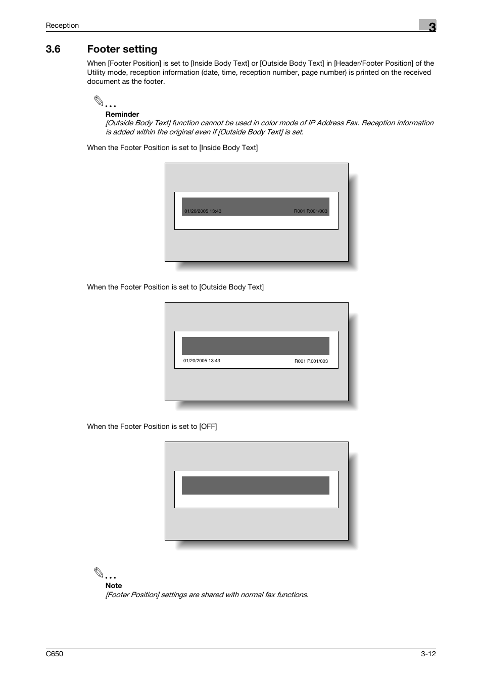 6 footer setting, Footer setting -12 | Konica Minolta bizhub C650 User Manual | Page 92 / 295