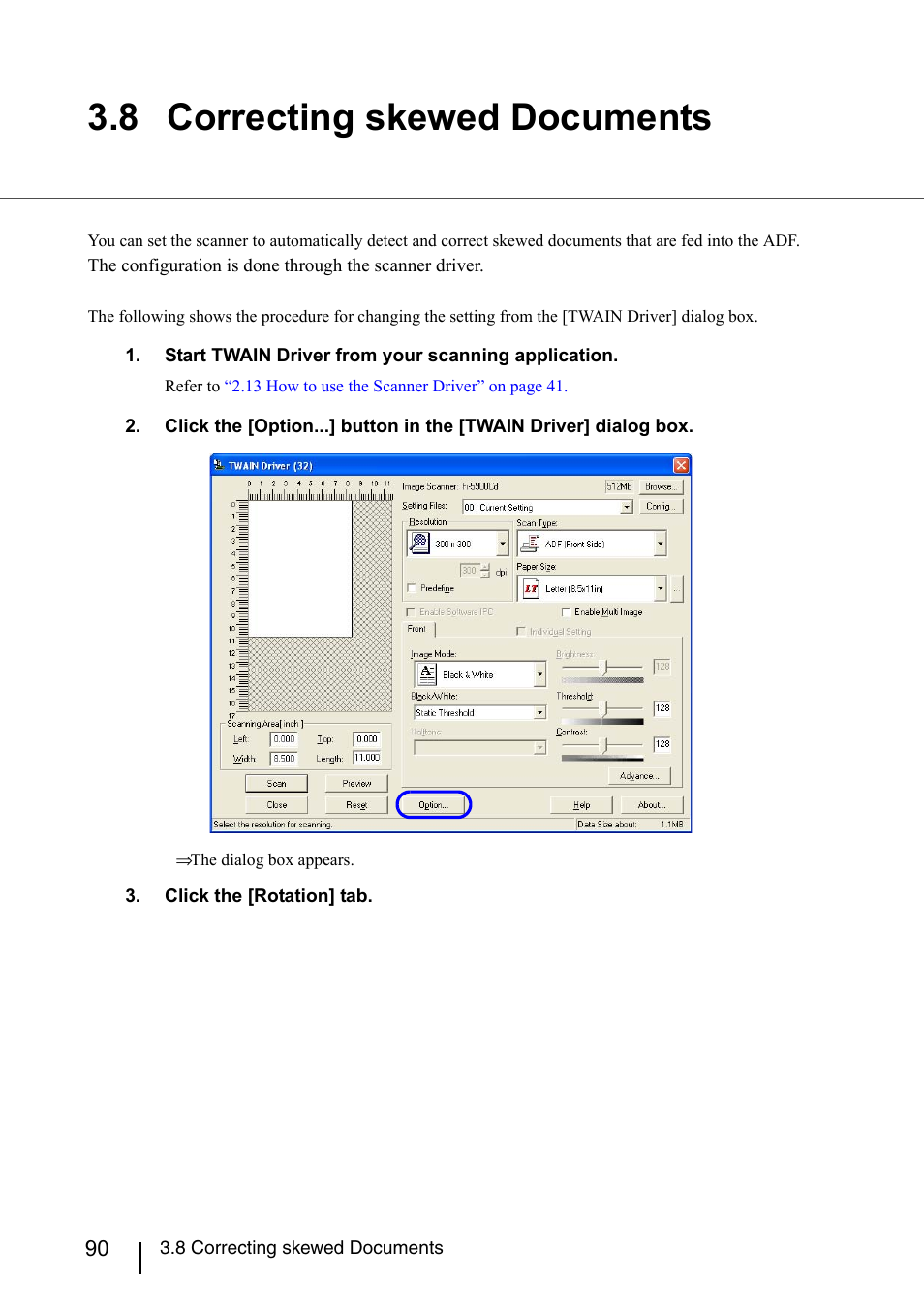 8 correcting skewed documents | Konica Minolta Fujitsu Scanner User Manual | Page 110 / 230