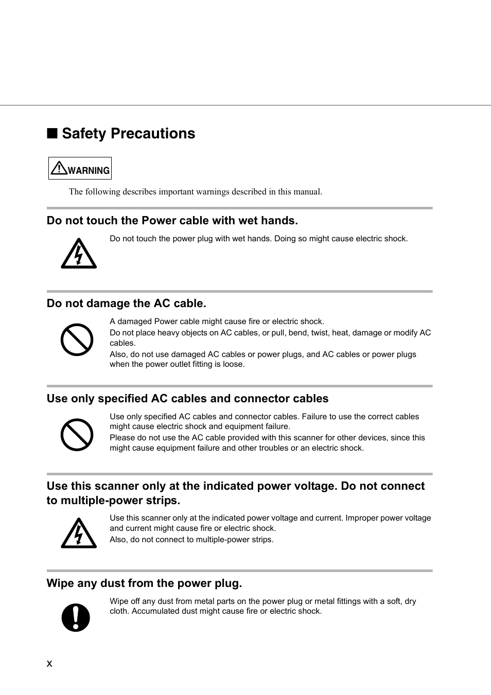 Safety precautions | Konica Minolta Fujitsu Scanner User Manual | Page 12 / 230