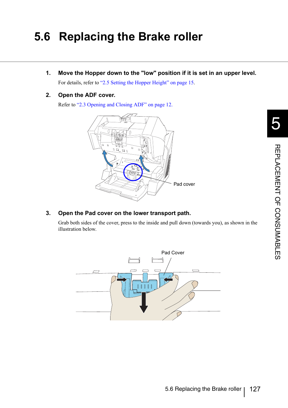 6 replacing the brake roller | Konica Minolta Fujitsu Scanner User Manual | Page 147 / 230