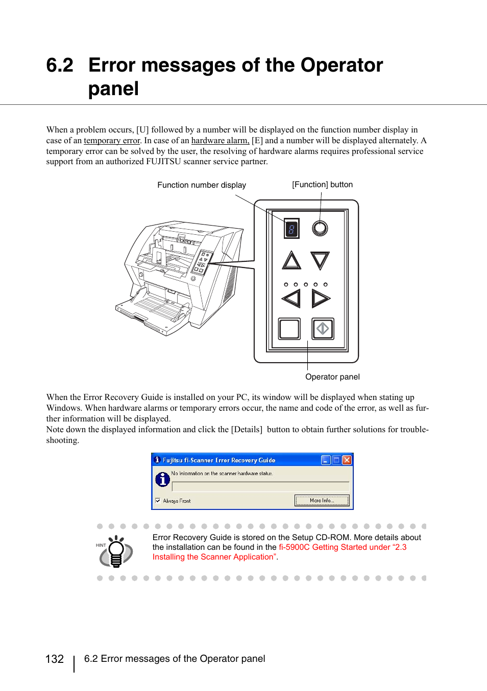 2 error messages of the operator panel, 2 error messages of the operat | Konica Minolta Fujitsu Scanner User Manual | Page 152 / 230