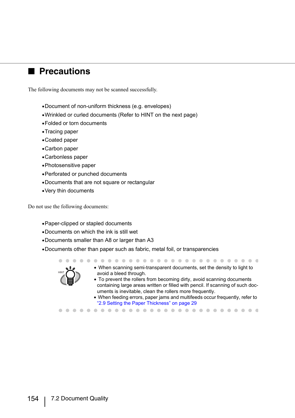 Precautions | Konica Minolta Fujitsu Scanner User Manual | Page 174 / 230