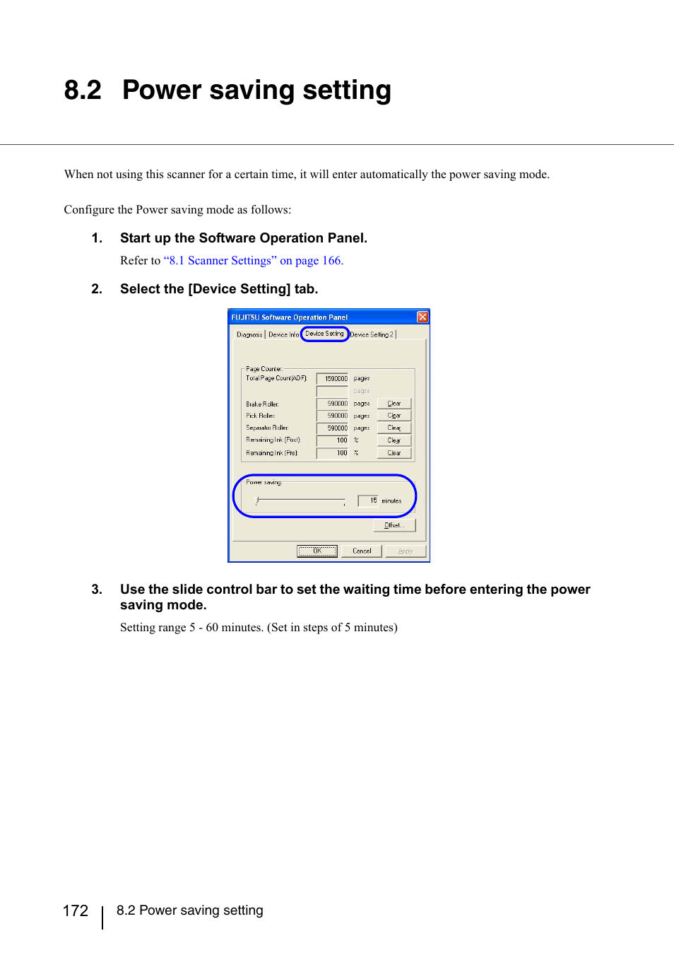 2 power saving setting | Konica Minolta Fujitsu Scanner User Manual | Page 192 / 230