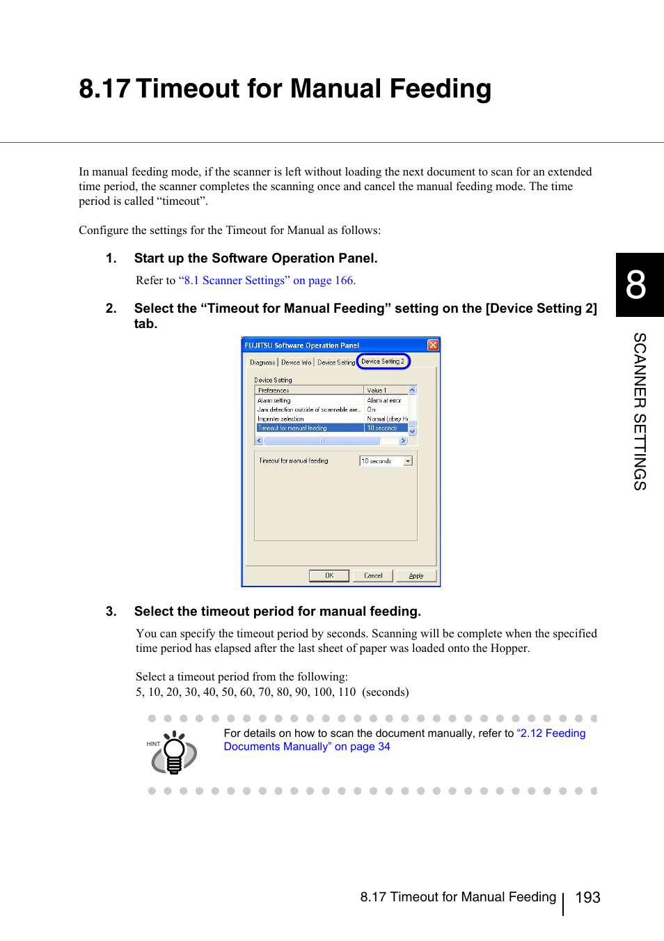 17 timeout for manual feeding, 17 timeout for man | Konica Minolta Fujitsu Scanner User Manual | Page 213 / 230