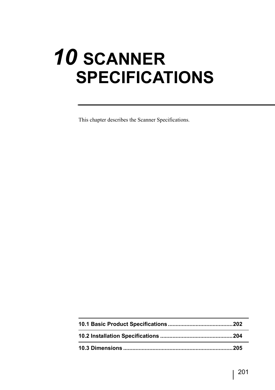 10 scanner specifications, Scanner specifications | Konica Minolta Fujitsu Scanner User Manual | Page 221 / 230