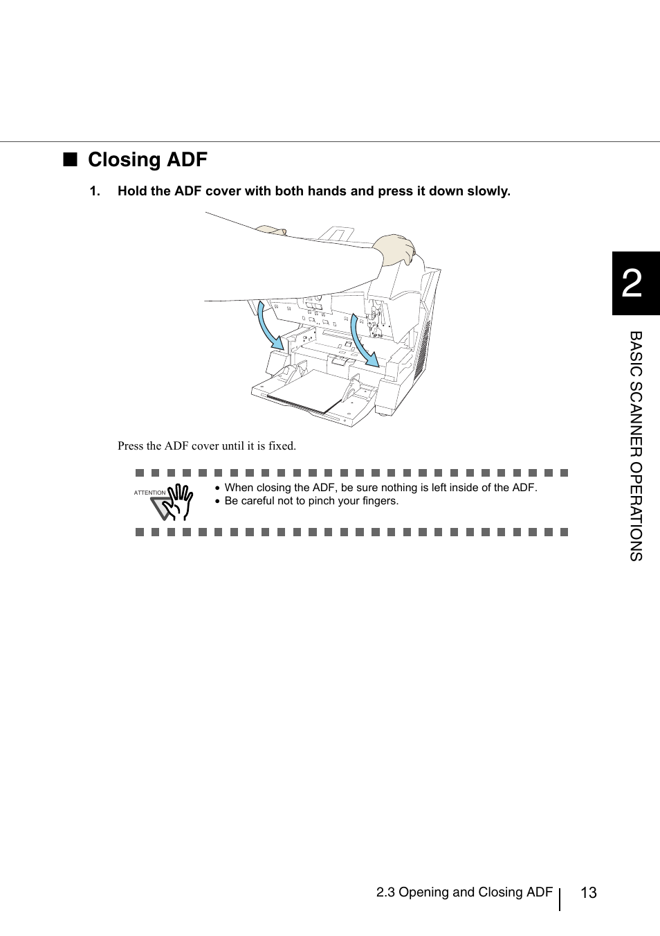 Closing adf | Konica Minolta Fujitsu Scanner User Manual | Page 33 / 230