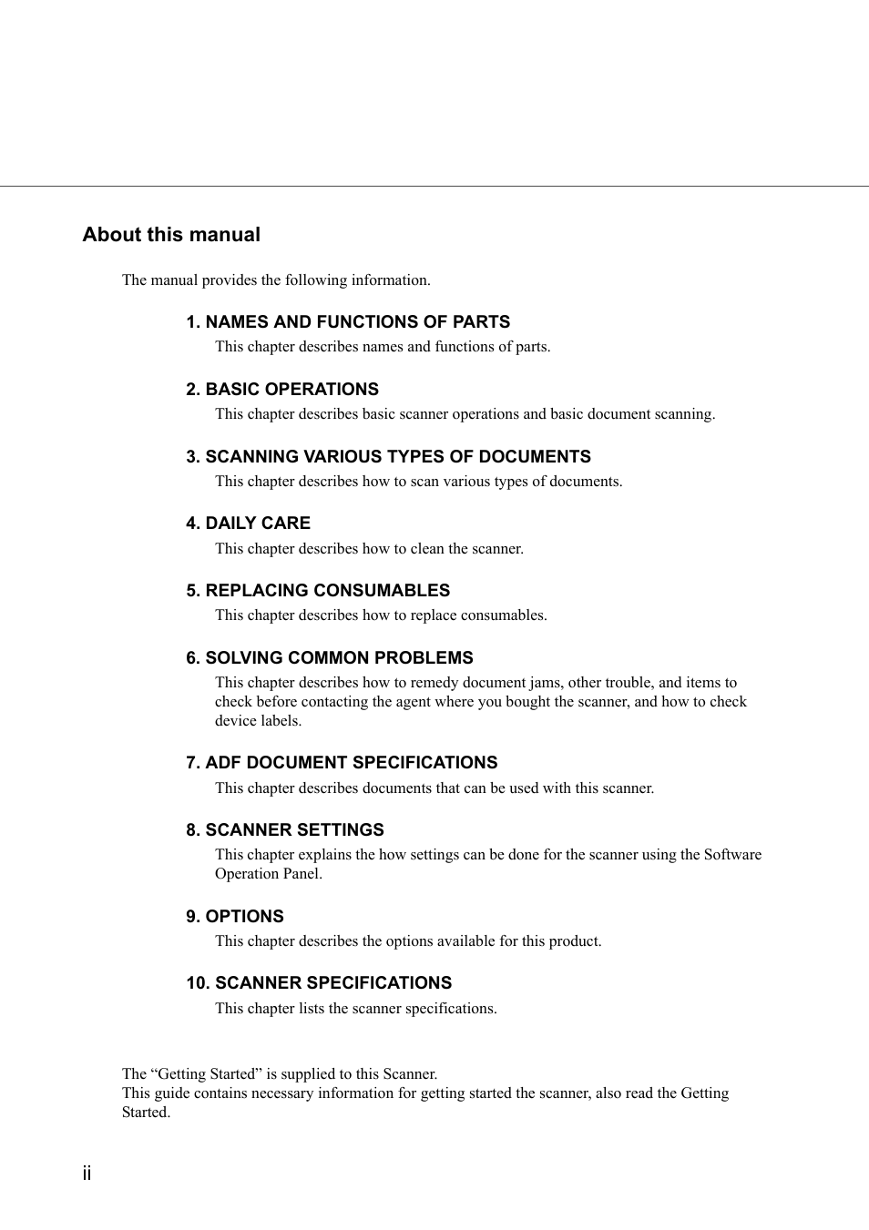 Ii about this manual | Konica Minolta Fujitsu Scanner User Manual | Page 4 / 230