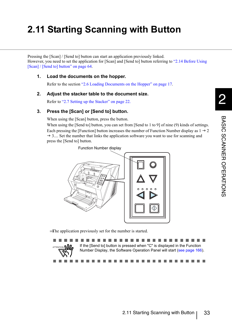 11 starting scanning with button, Basic scanner opera t ions | Konica Minolta Fujitsu Scanner User Manual | Page 53 / 230