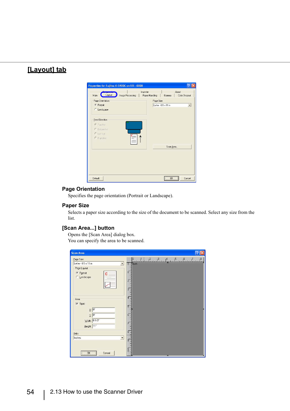 Layout] tab | Konica Minolta Fujitsu Scanner User Manual | Page 74 / 230