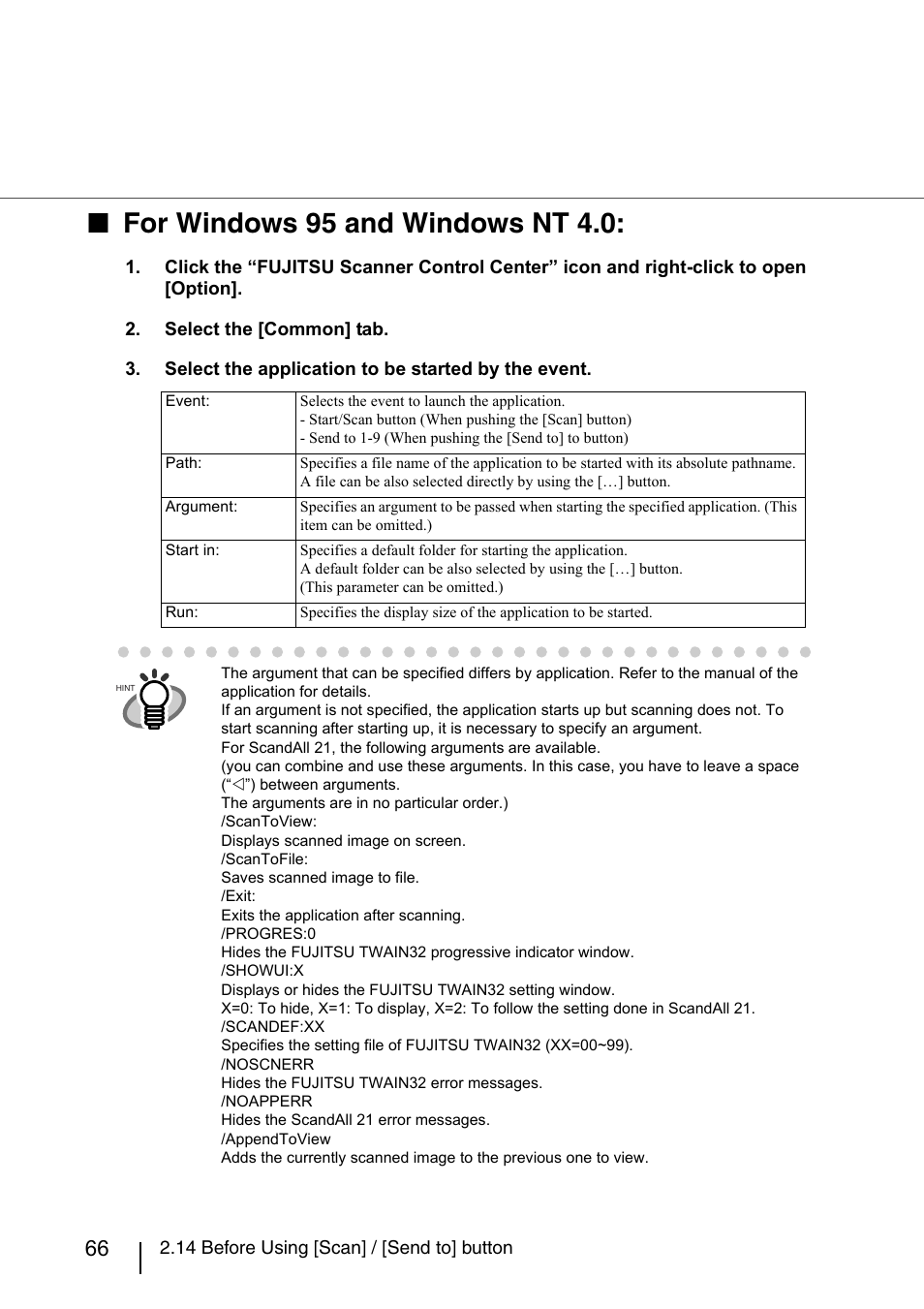 For windows 95 and windows nt 4.0 | Konica Minolta Fujitsu Scanner User Manual | Page 86 / 230