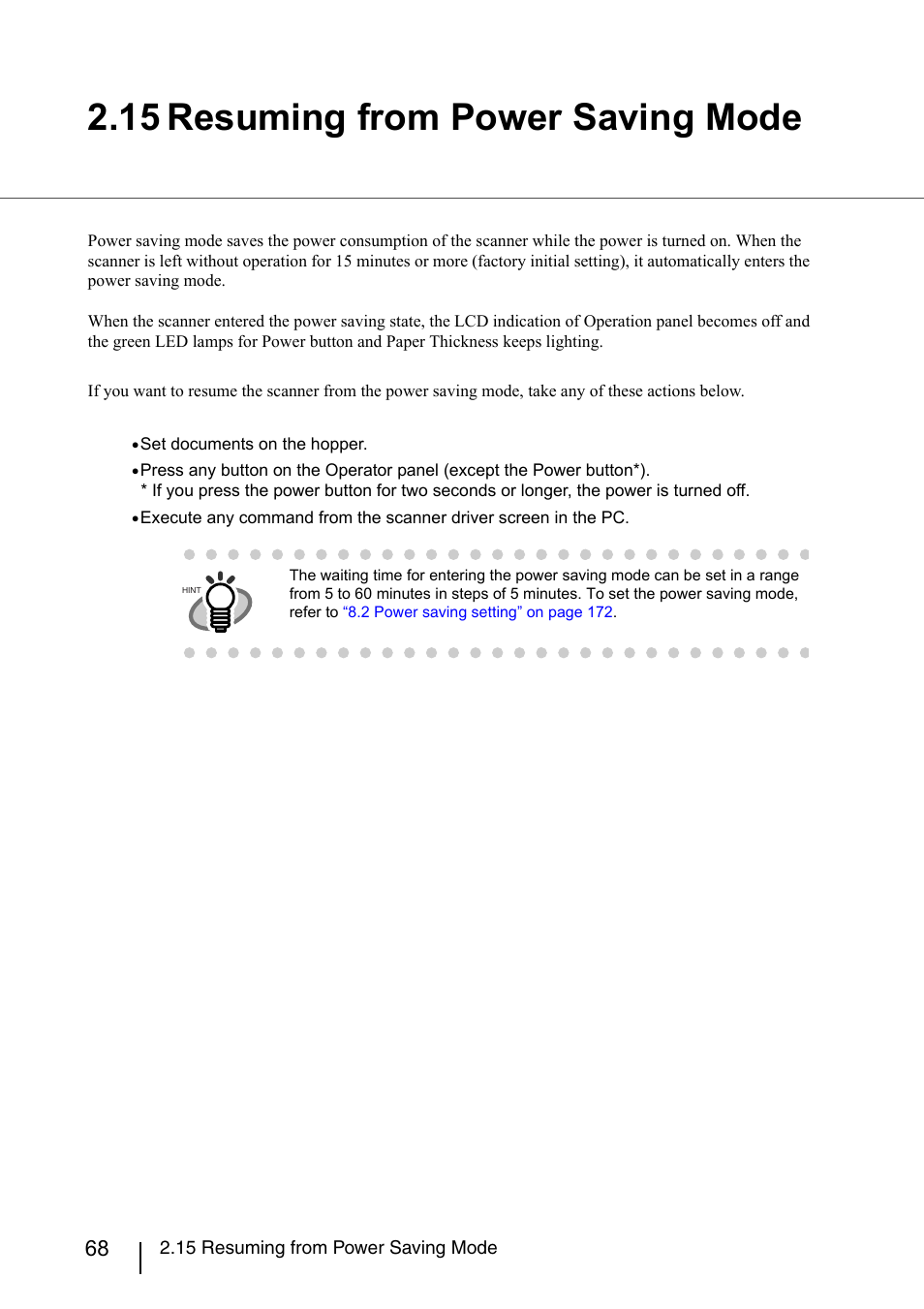 15 resuming from power saving mode | Konica Minolta Fujitsu Scanner User Manual | Page 88 / 230