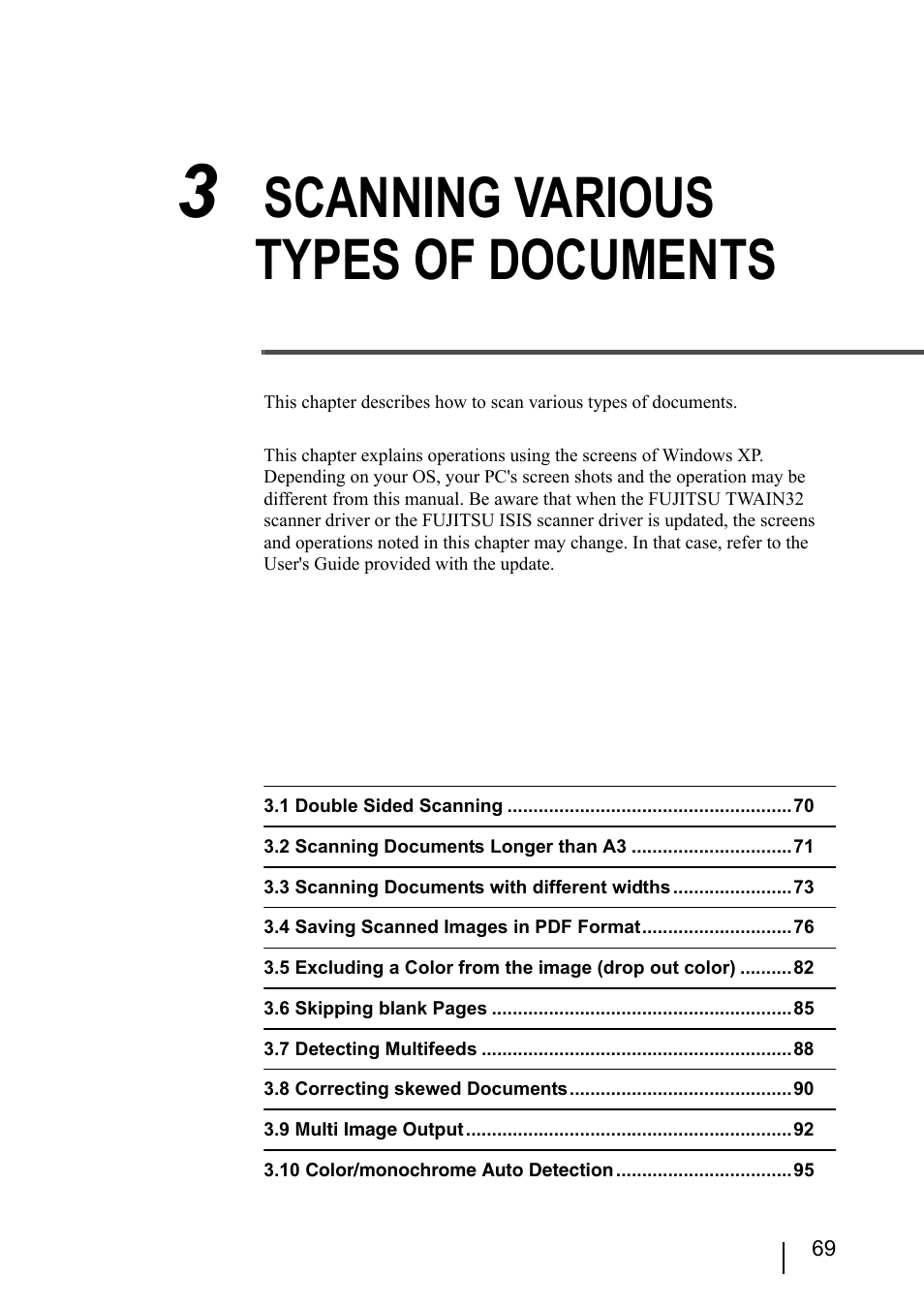 3 scanning various types of documents, 3 scanning various types of, Documents | Scanning various types of documents | Konica Minolta Fujitsu Scanner User Manual | Page 89 / 230