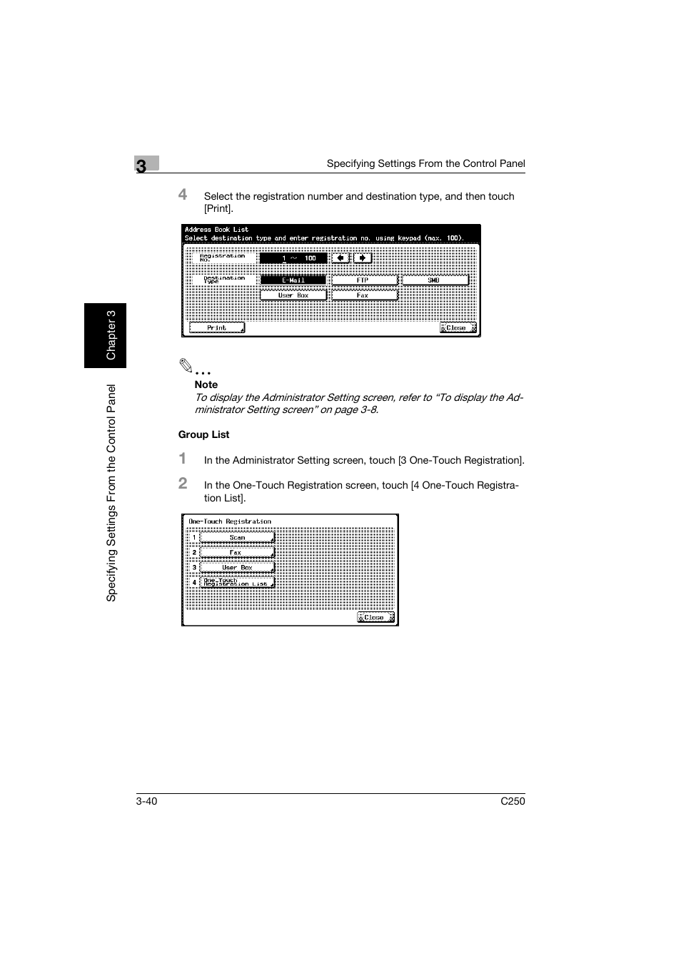 Group list, Group list -40 | Konica Minolta bizhub C250 User Manual | Page 151 / 396