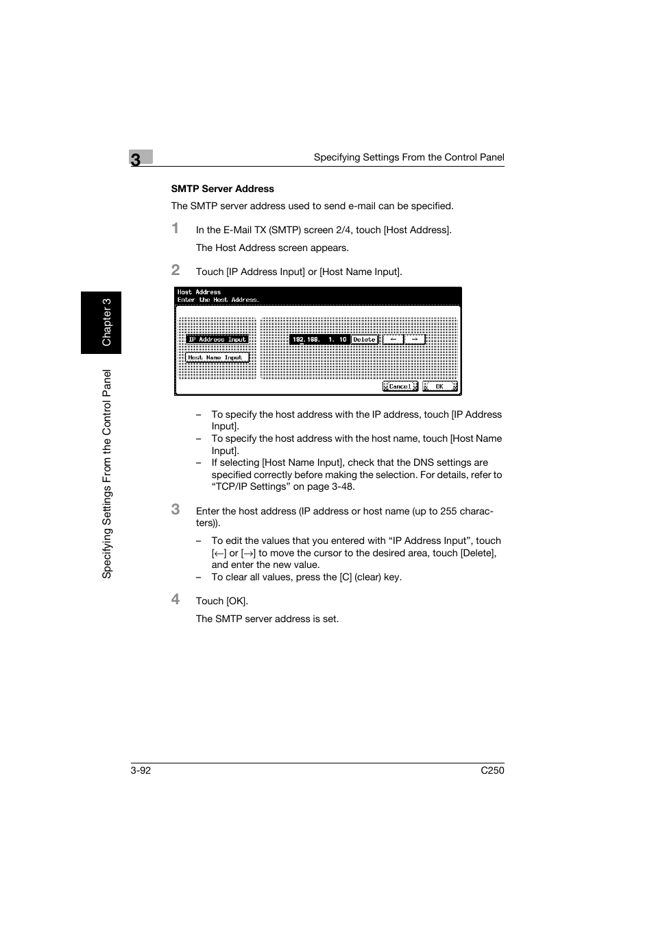 Smtp server address, Smtp server address -92 | Konica Minolta bizhub C250 User Manual | Page 203 / 396