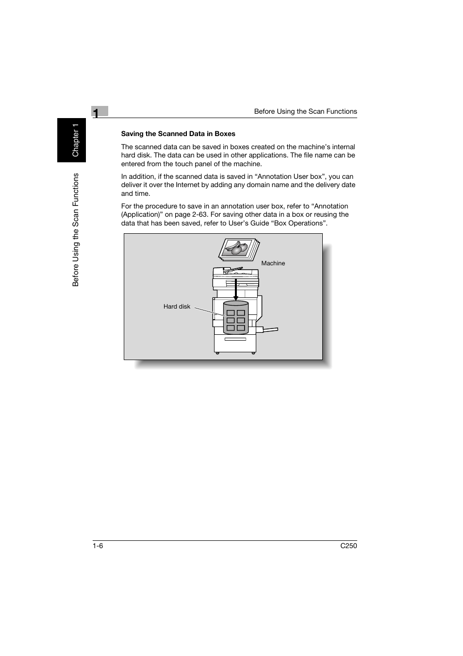 Saving the scanned data in boxes, Saving the scanned data in boxes -6 | Konica Minolta bizhub C250 User Manual | Page 25 / 396