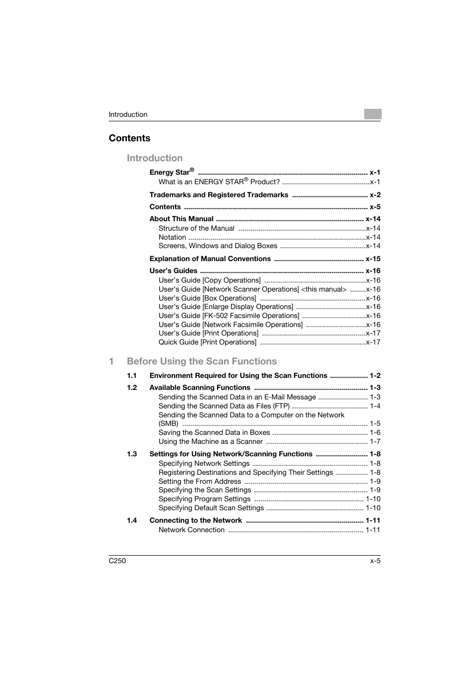 Konica Minolta bizhub C250 User Manual | Page 6 / 396