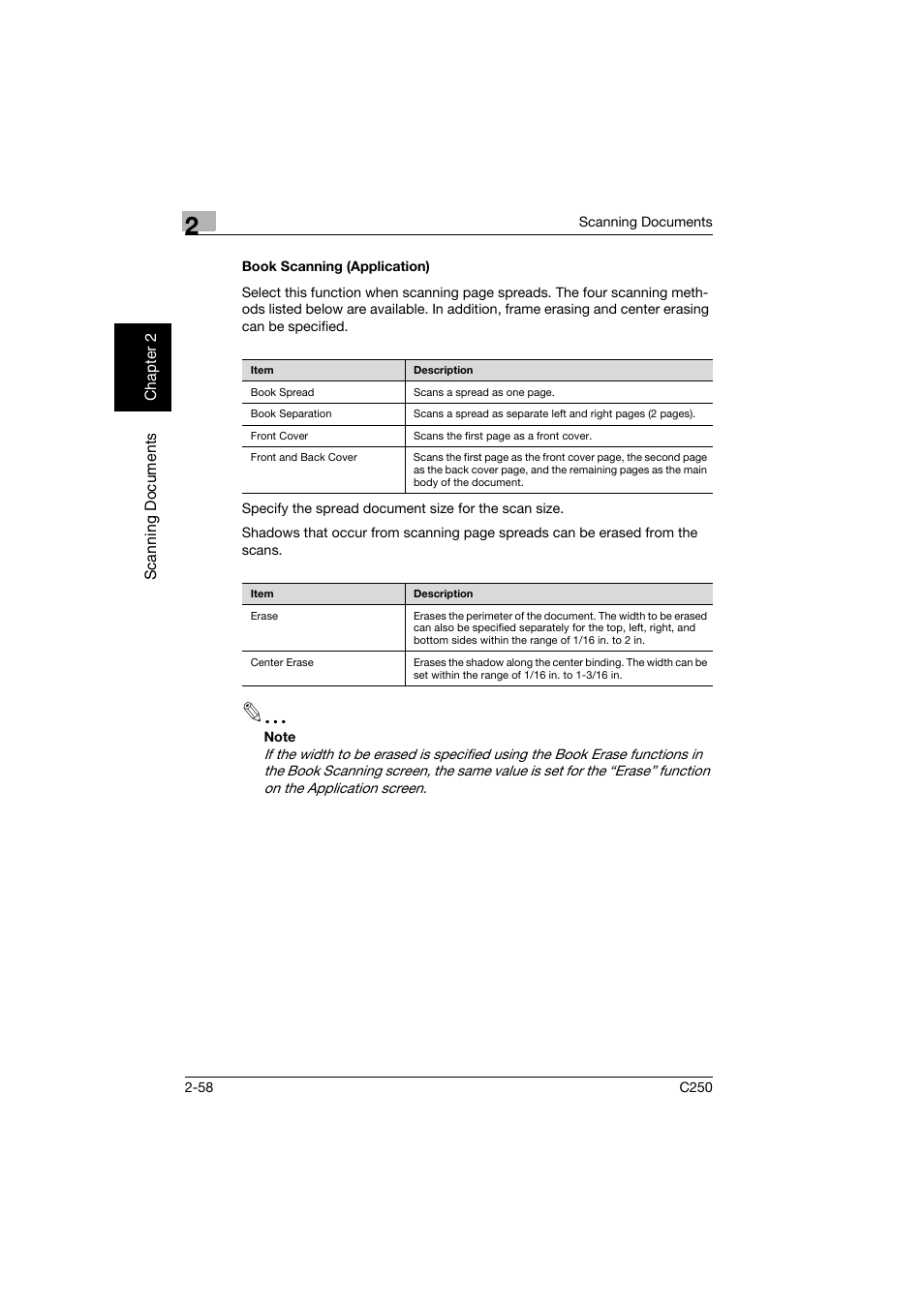 Book scanning (application), Book scanning (application) -58 | Konica Minolta bizhub C250 User Manual | Page 91 / 396