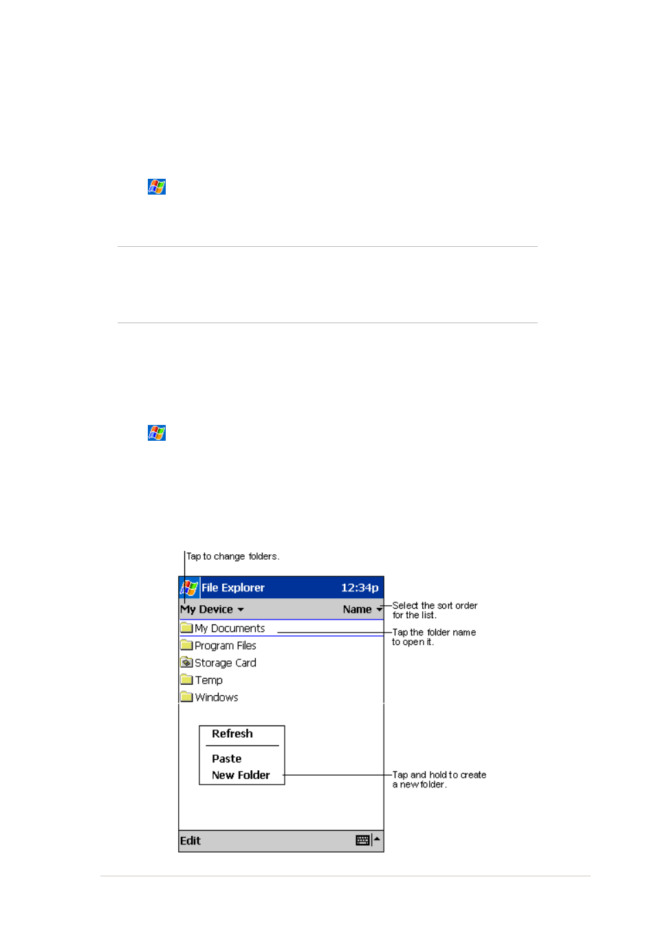 Finding and organizing information, Using the file explorer | Asus MyPal A600 User Manual | Page 25 / 110