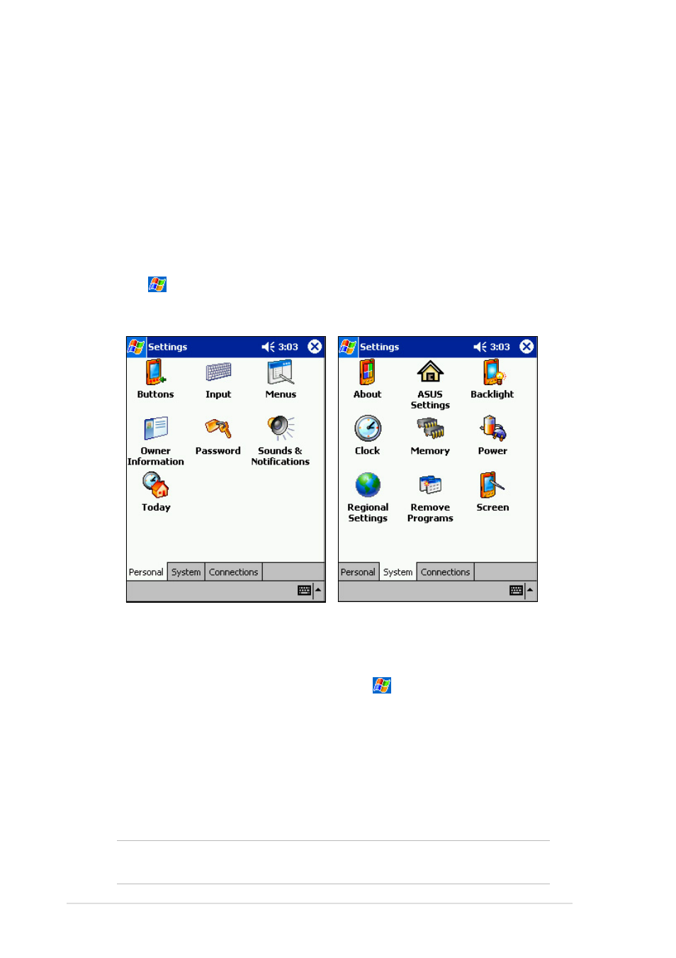 Customizing your device, Adjusting settings | Asus MyPal A600 User Manual | Page 26 / 110