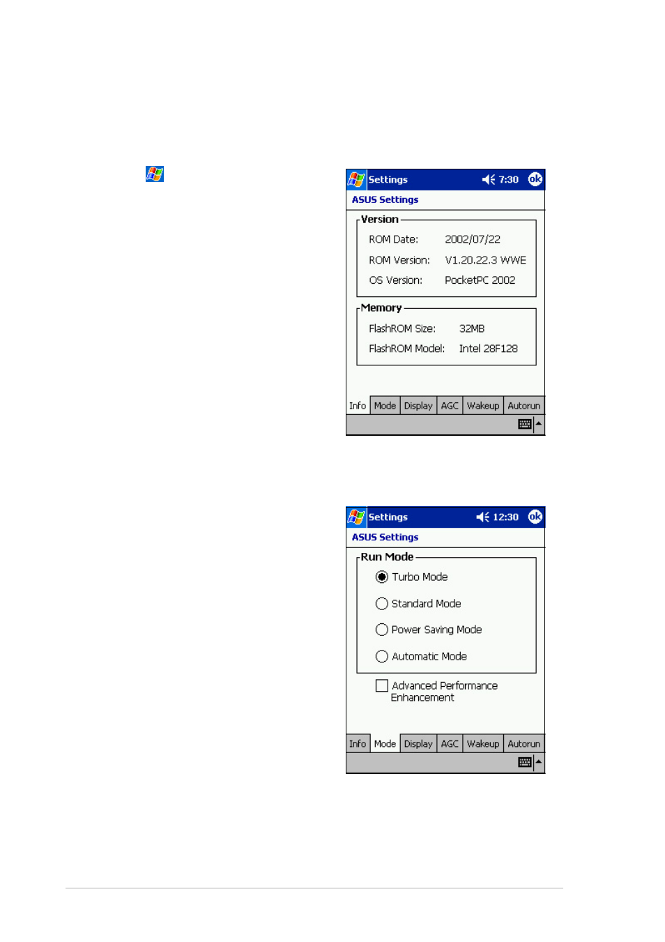 Customizing the asus settings | Asus MyPal A600 User Manual | Page 36 / 110