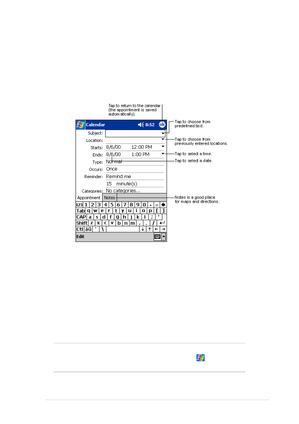 Creating appointments | Asus MyPal A600 User Manual | Page 53 / 110