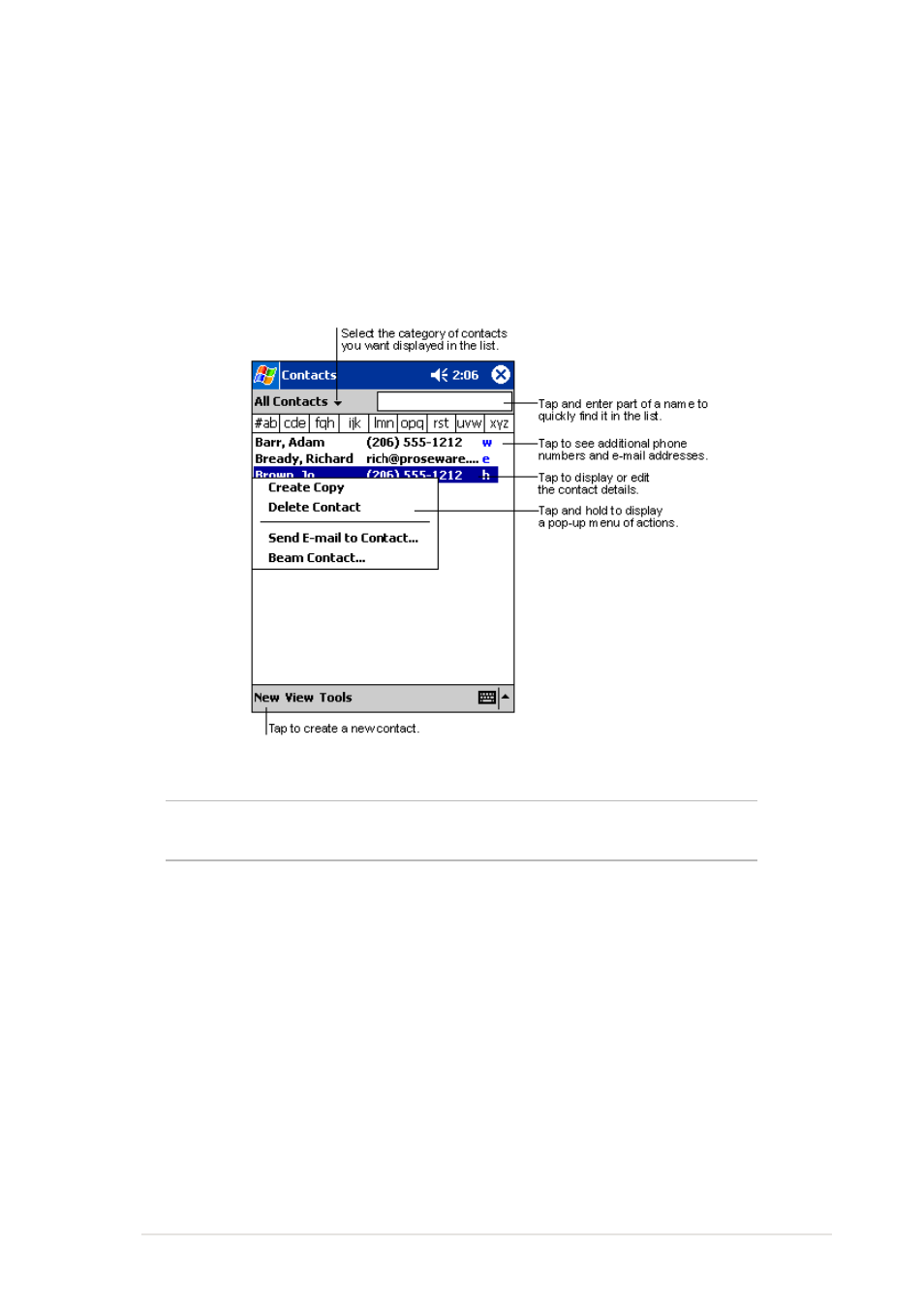 Contacts: tracking friends and colleagues | Asus MyPal A600 User Manual | Page 55 / 110