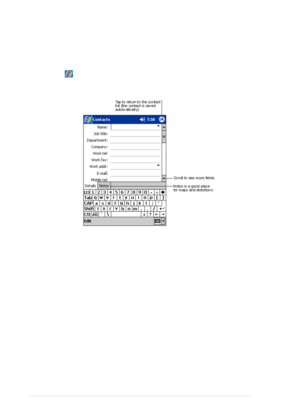 Creating contacts | Asus MyPal A600 User Manual | Page 56 / 110