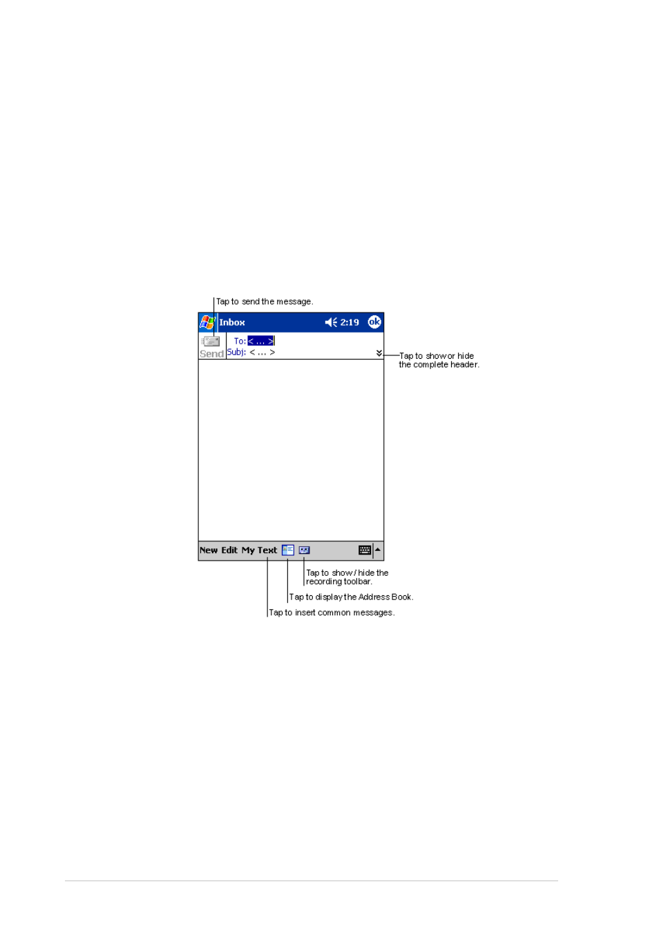 Composing messages | Asus MyPal A600 User Manual | Page 66 / 110