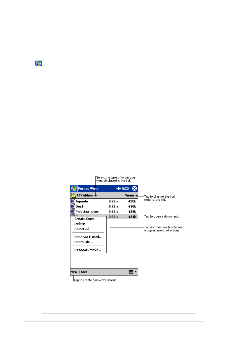 Pocket word | Asus MyPal A600 User Manual | Page 70 / 110