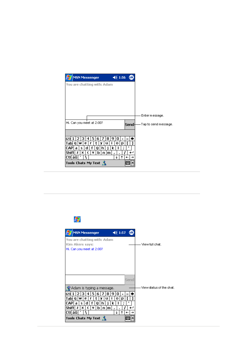 Chatting with contacts | Asus MyPal A600 User Manual | Page 83 / 110
