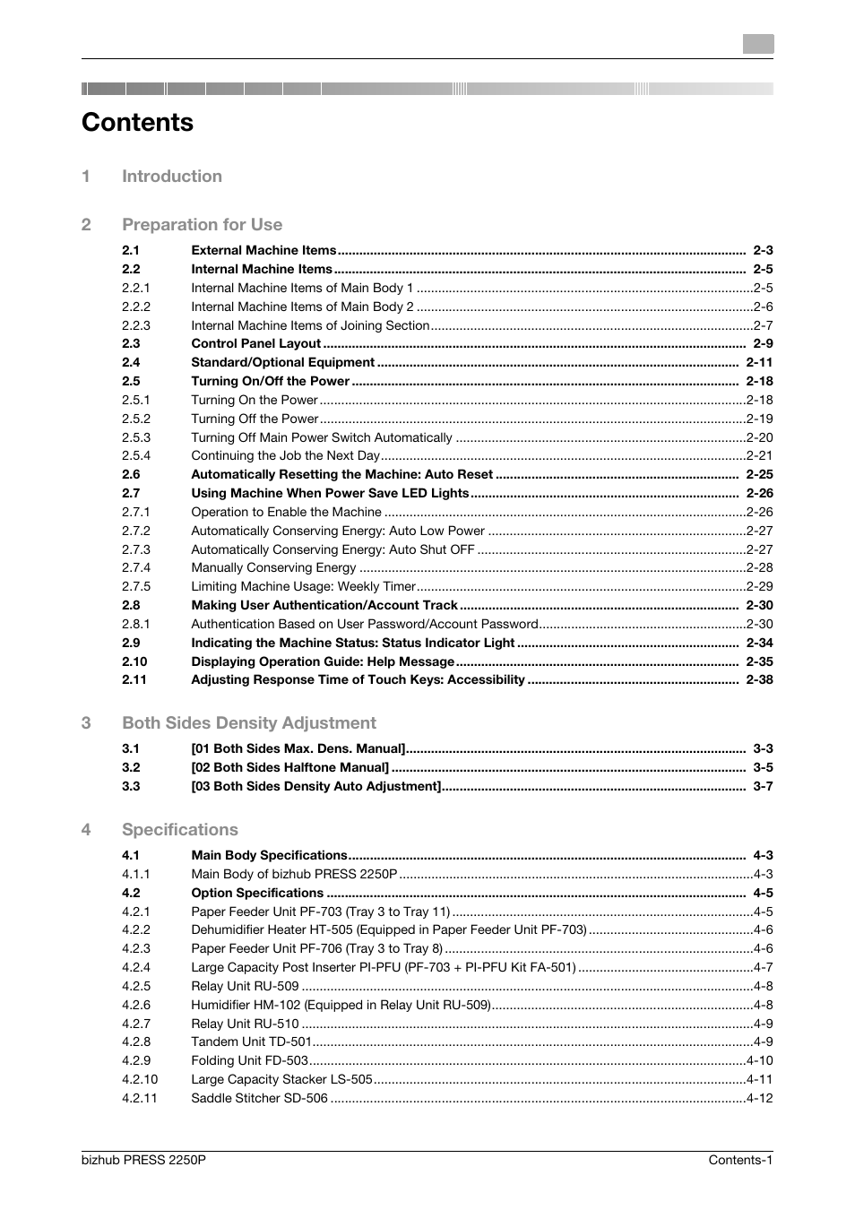 Konica Minolta bizhub PRESS 2250P User Manual | Page 3 / 76