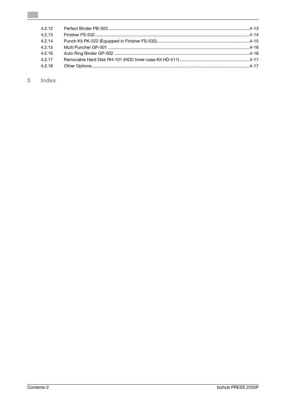 5index | Konica Minolta bizhub PRESS 2250P User Manual | Page 4 / 76