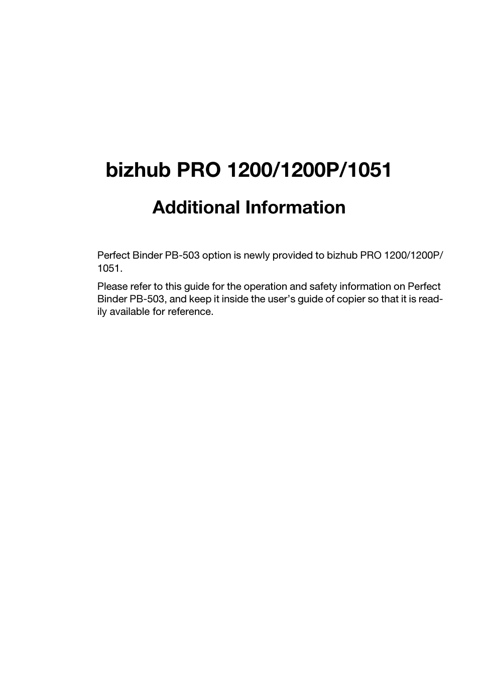 Konica Minolta bizhub PRO 1200 User Manual | 80 pages