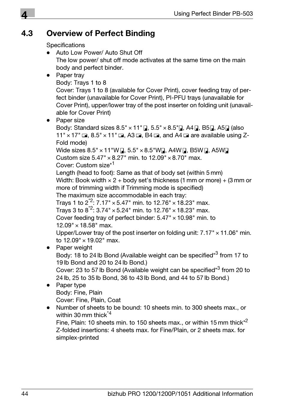 3 overview of perfect binding, Overview of perfect binding | Konica Minolta bizhub PRO 1200 User Manual | Page 48 / 80