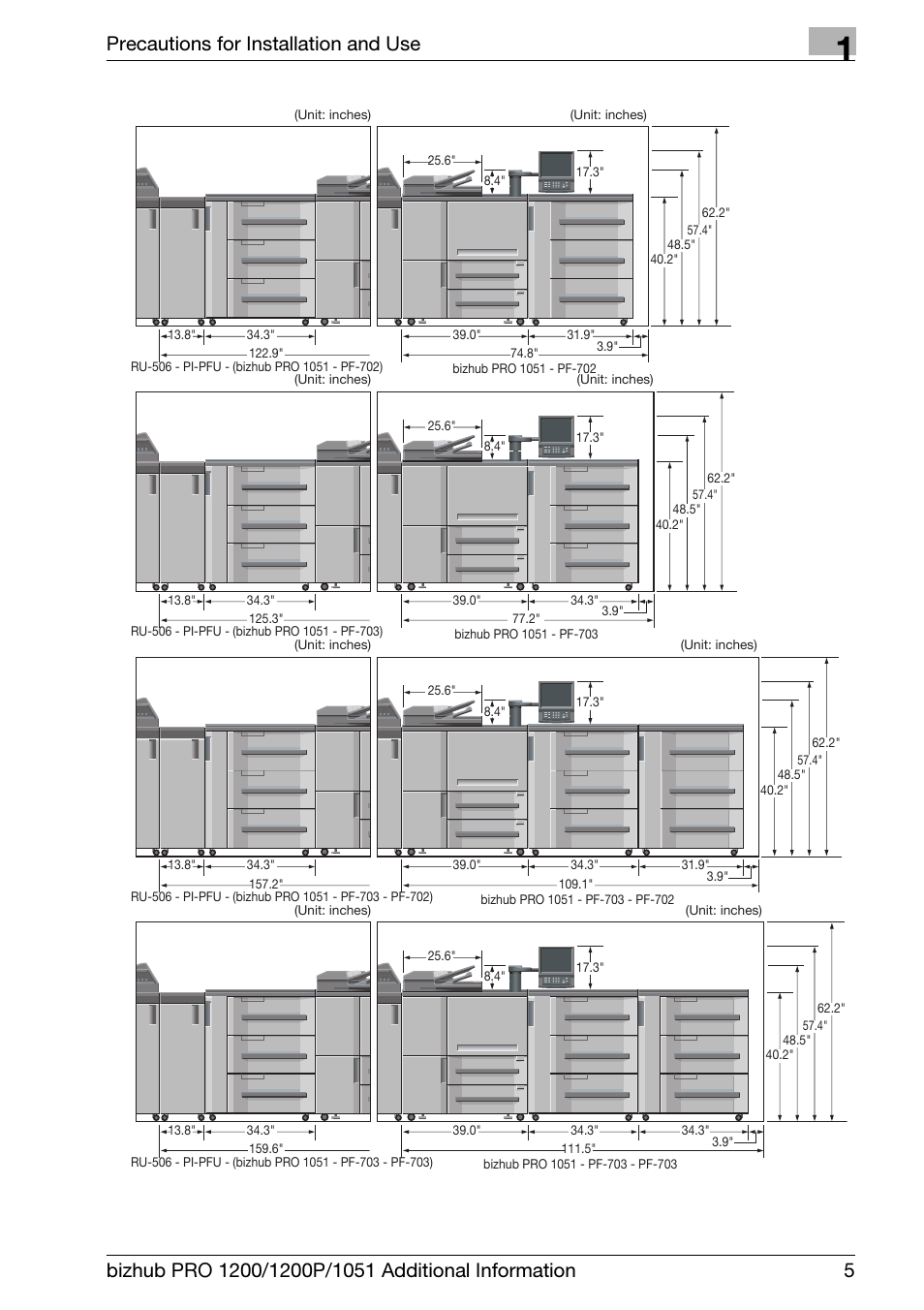 Precautions for installation and use | Konica Minolta bizhub PRO 1200 User Manual | Page 9 / 80