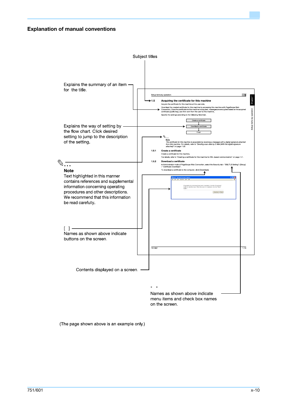 Explanation of manual conventions | Konica Minolta bizhub 601 User Manual | Page 11 / 233