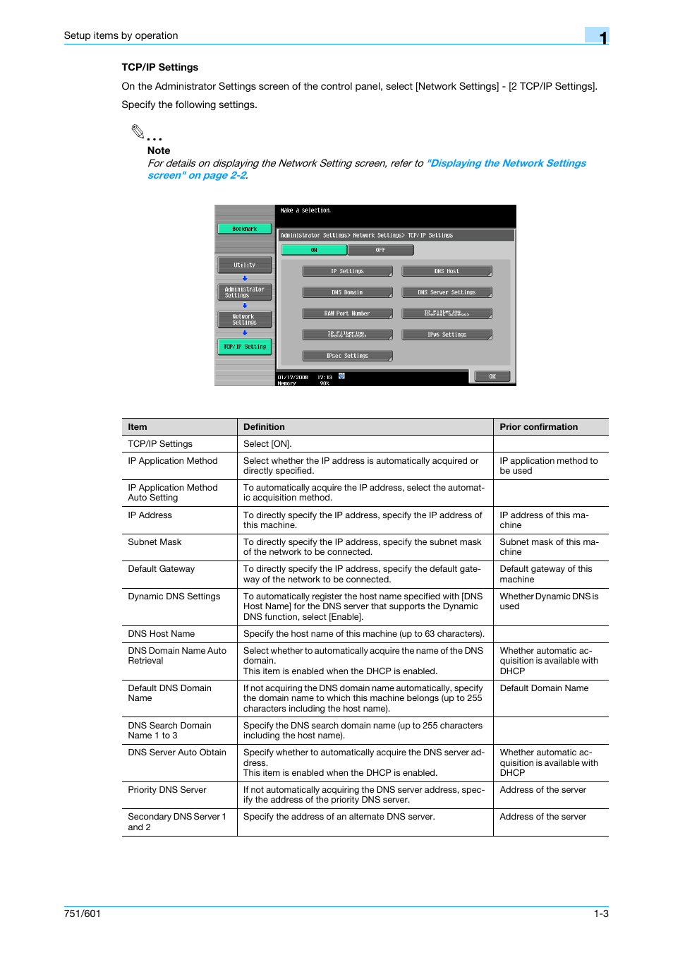 Tcp/ip settings, Tcp/ip settings -3 | Konica Minolta bizhub 601 User Manual | Page 16 / 233