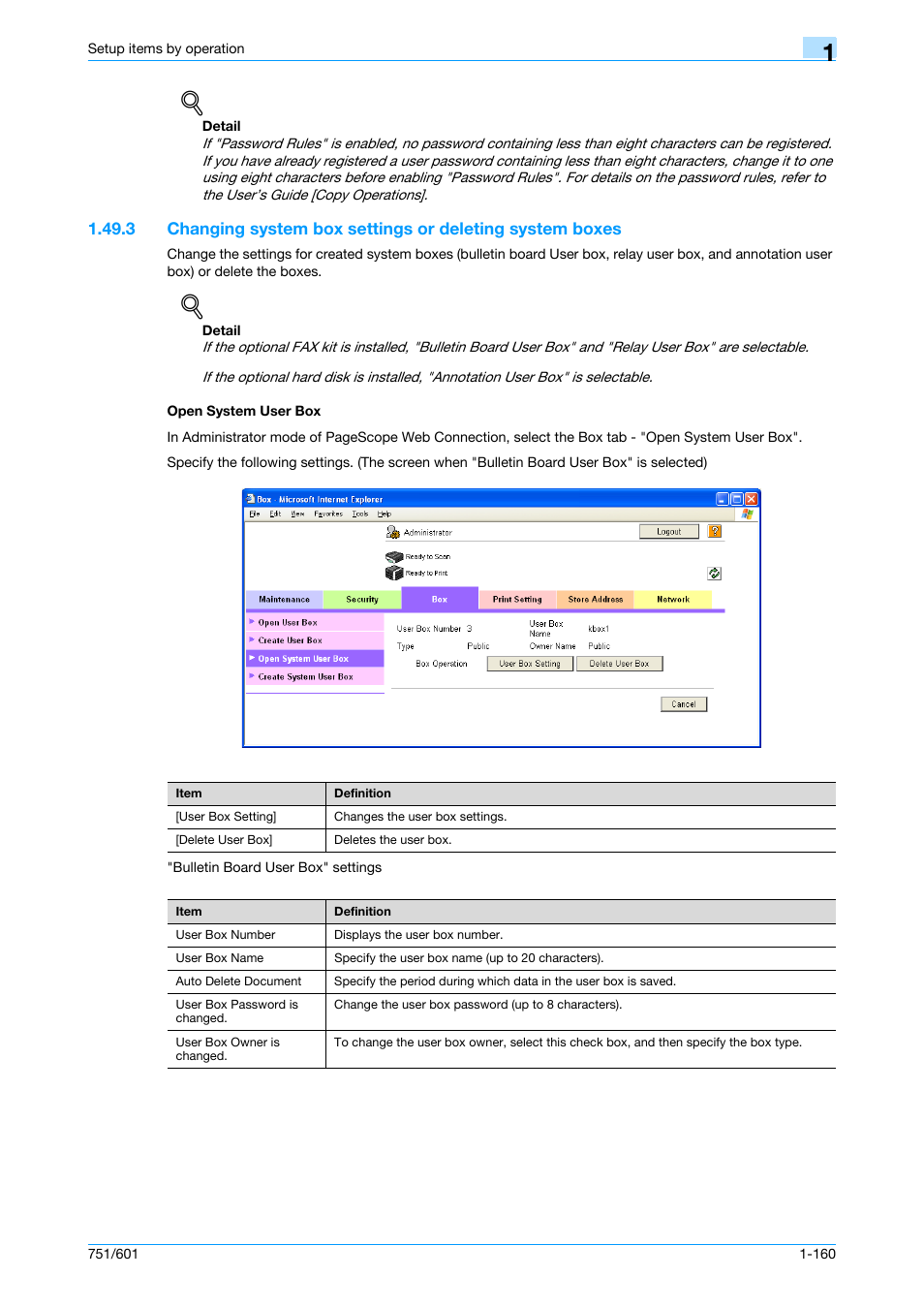 Open system user box | Konica Minolta bizhub 601 User Manual | Page 173 / 233