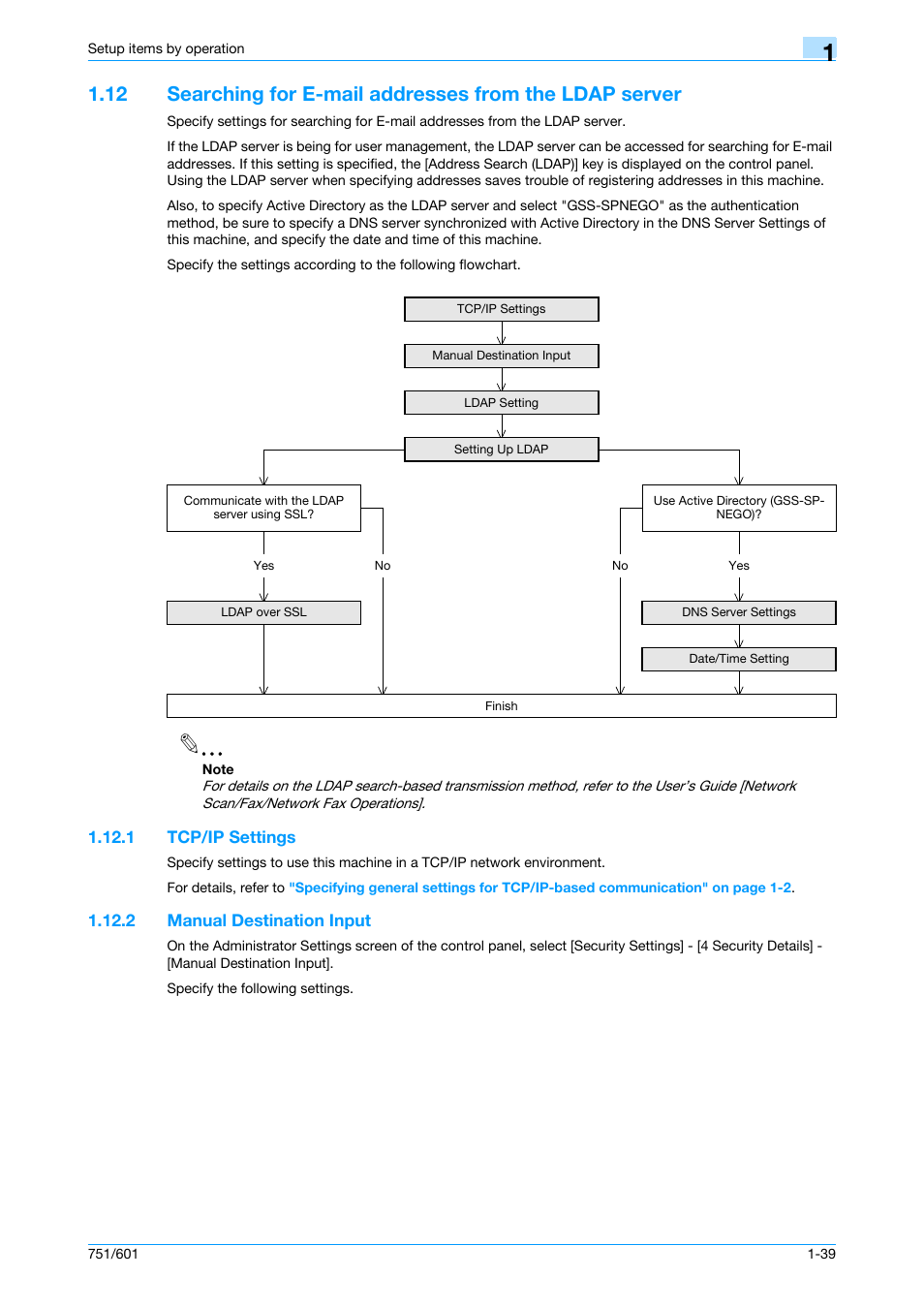 1 tcp/ip settings, 2 manual destination input, Tcp/ip settings -39 | Manual destination input -39 | Konica Minolta bizhub 601 User Manual | Page 52 / 233