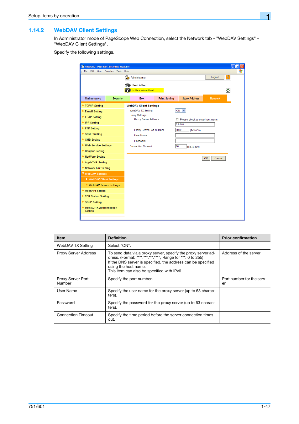 2 webdav client settings, Webdav client settings -47, Webdav client settings | Konica Minolta bizhub 601 User Manual | Page 60 / 233