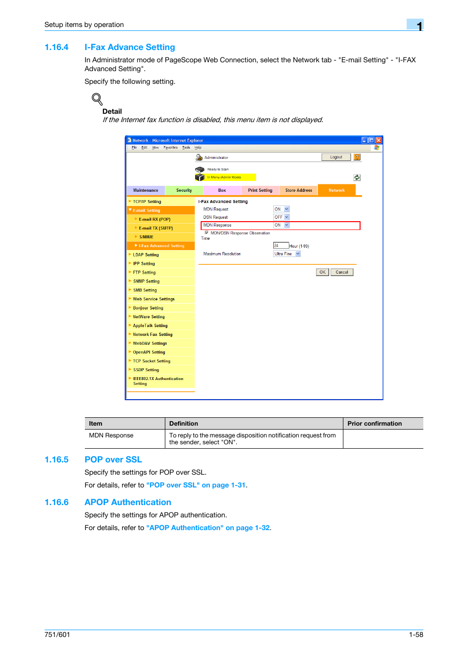 4 i-fax advance setting, 5 pop over ssl, 6 apop authentication | I-fax advance setting -58, Pop over ssl -58, Apop authentication -58, I-fax advance setting, Pop over ssl, Apop authentication | Konica Minolta bizhub 601 User Manual | Page 71 / 233