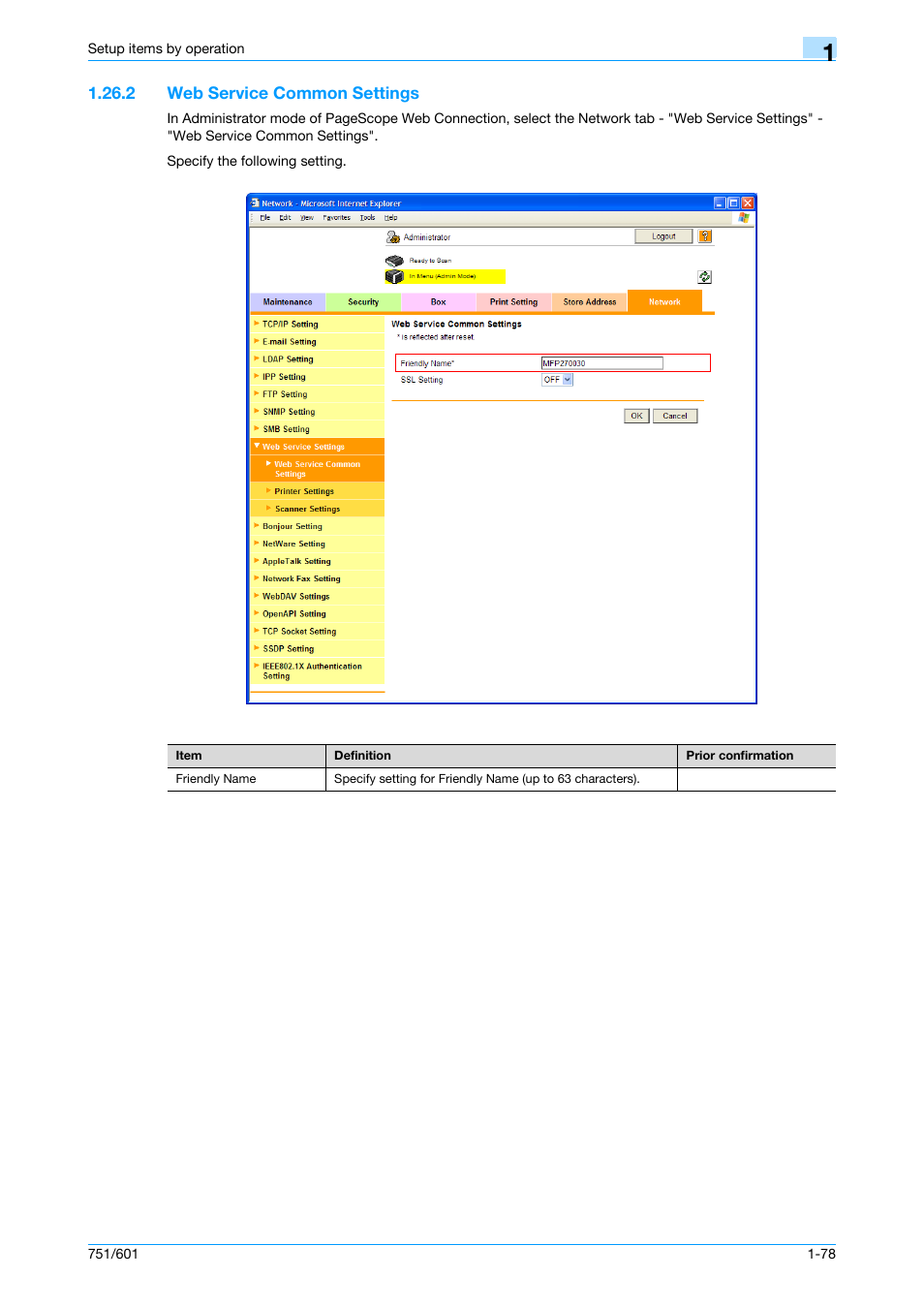 2 web service common settings, Web service common settings -78, Web service common settings | Konica Minolta bizhub 601 User Manual | Page 91 / 233