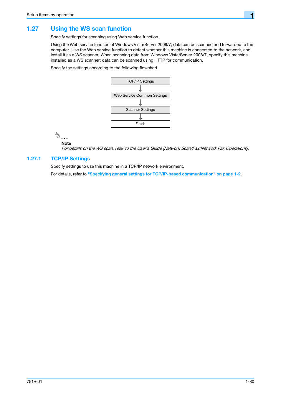 27 using the ws scan function, 1 tcp/ip settings, Using the ws scan function -80 | Tcp/ip settings -80 | Konica Minolta bizhub 601 User Manual | Page 93 / 233