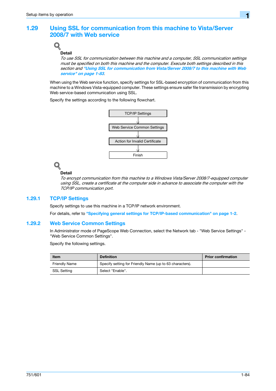 1 tcp/ip settings, 2 web service common settings, Tcp/ip settings -84 | Web service common settings -84, Ion and | Konica Minolta bizhub 601 User Manual | Page 97 / 233