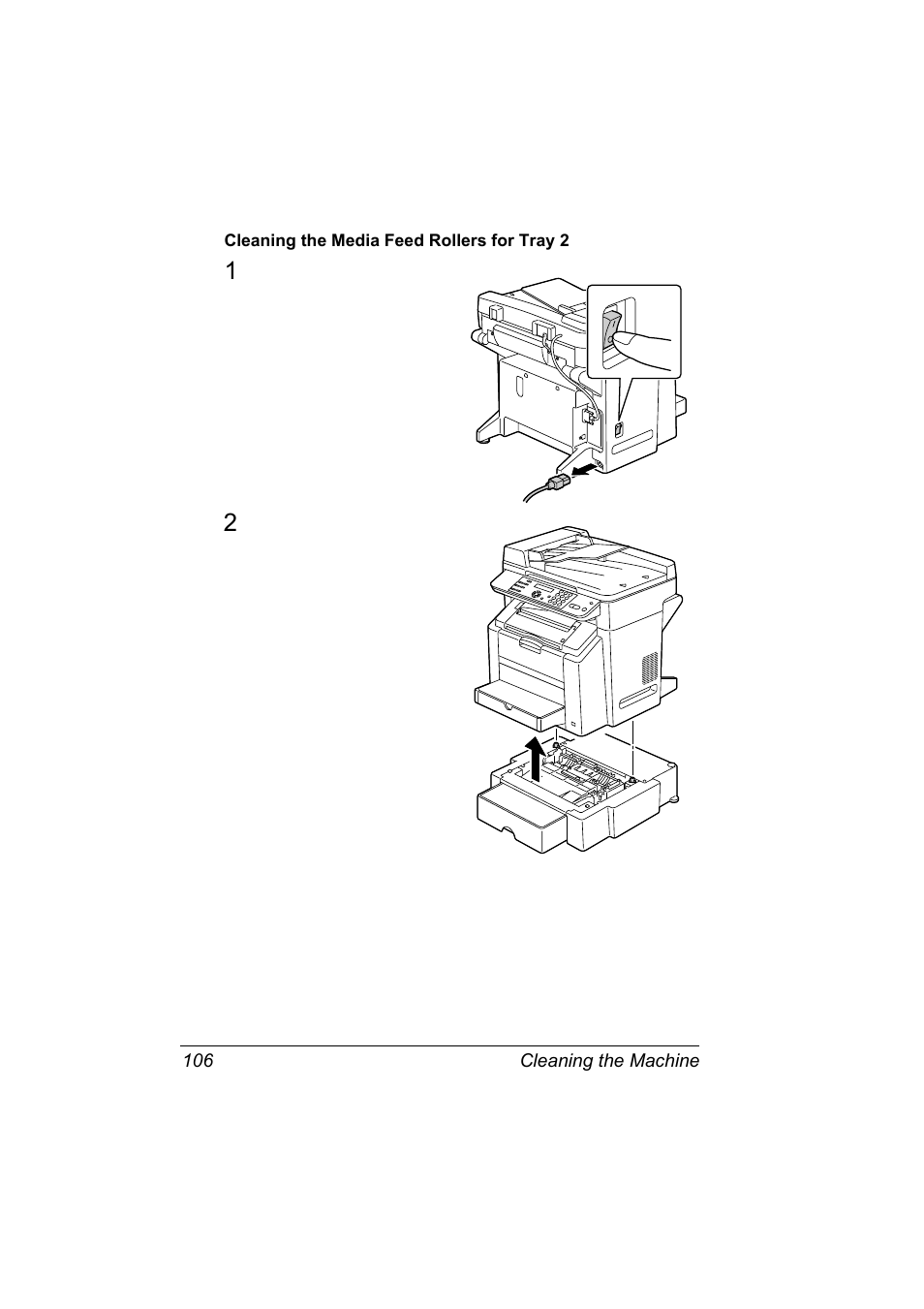 Cleaning the media feed rollers for tray 2 | Konica Minolta Magicolor 2480MF User Manual | Page 118 / 182