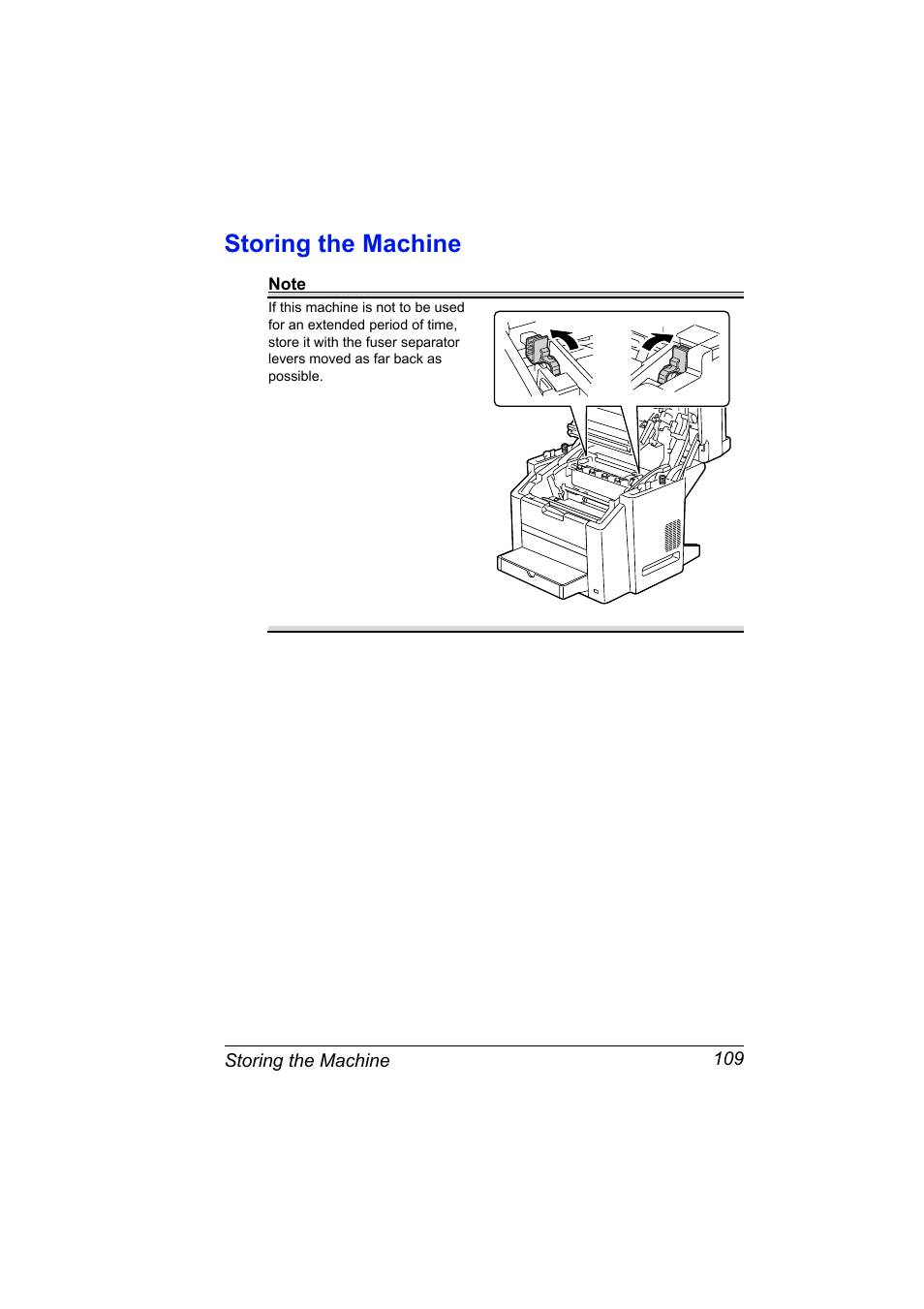 Storing the machine, Storing the machine 109 | Konica Minolta Magicolor 2480MF User Manual | Page 121 / 182