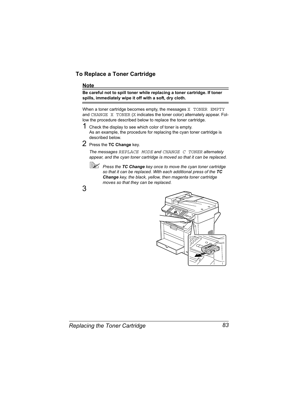 To replace a toner cartridge, To replace a toner cartridge 83 | Konica Minolta Magicolor 2480MF User Manual | Page 95 / 182