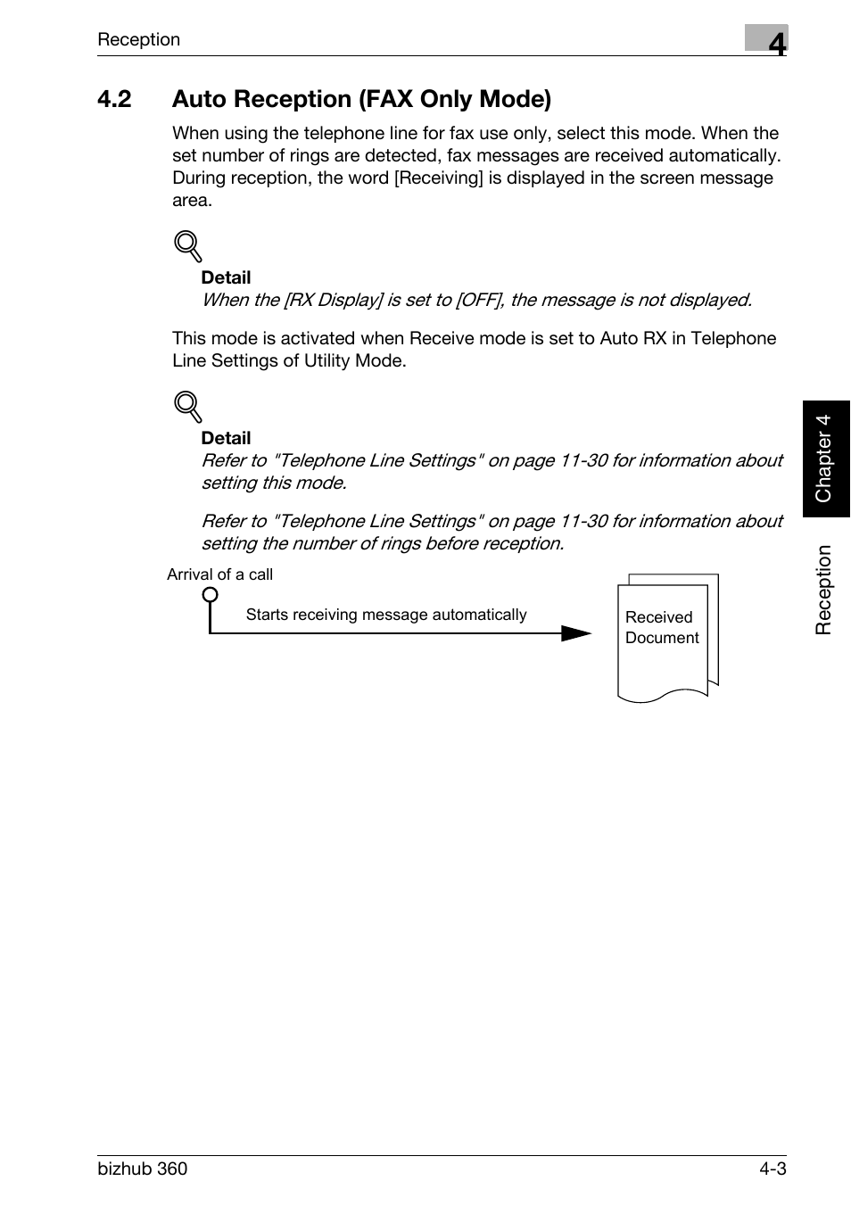 2 auto reception (fax only mode), Auto reception (fax only mode) -3 | Konica Minolta FK-502 User Manual | Page 110 / 458